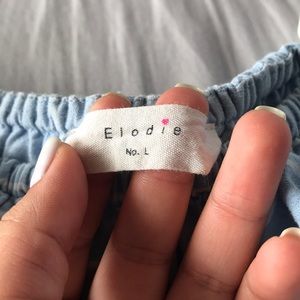 White and blue striped romper